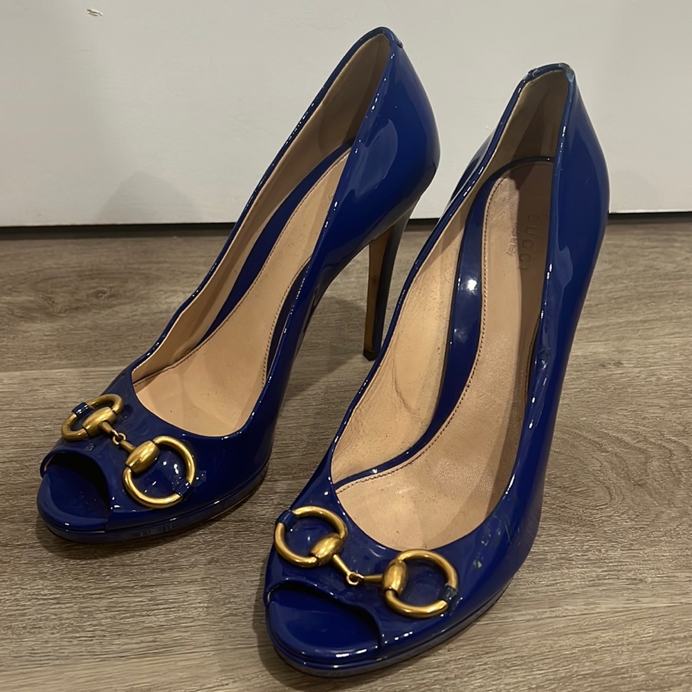 Gucci horsebit peep toe pumps